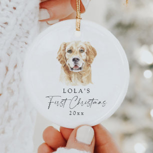 Custom Golden Retriever Mijn eerste kerst Keramisch Ornament