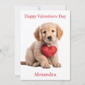 Custom Golden Retriever Puppy Heart Valentijn Feestdagenkaart (Voorkant)