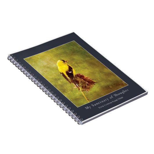 Custom Goldfinch Notebook | Moody Bird Art Journal Notitieboek (Rechterzijde)