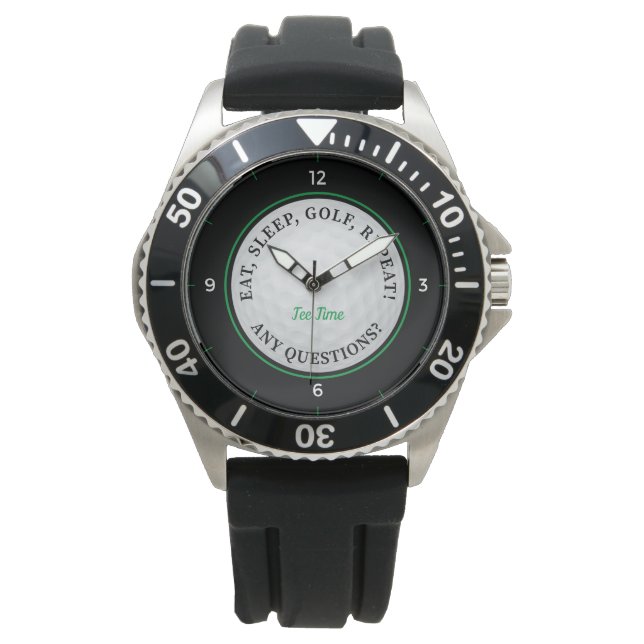 Custom Golf Ball Mannen Sports Golfer Black Green Horloge (Voorkant)