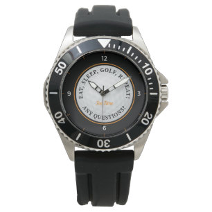 Custom Golf Ball Sports Golfer Quote Black Sinaasa Horloge