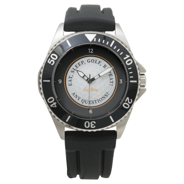 Custom Golf Ball Sports Golfer Quote Black Sinaasa Horloge (Voorkant)
