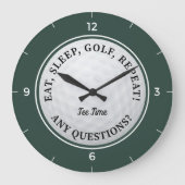 Custom Golf Ball Sports Golfer Quote Green Black Grote Klok (Voorkant)