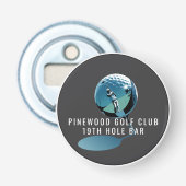 Custom Golf Bottle Opener, Personalized 19th Hole  Button Flesopener (Voorkant)