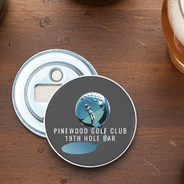 Custom Golf Bottle Opener, Personalized 19th Hole Button Flesopener