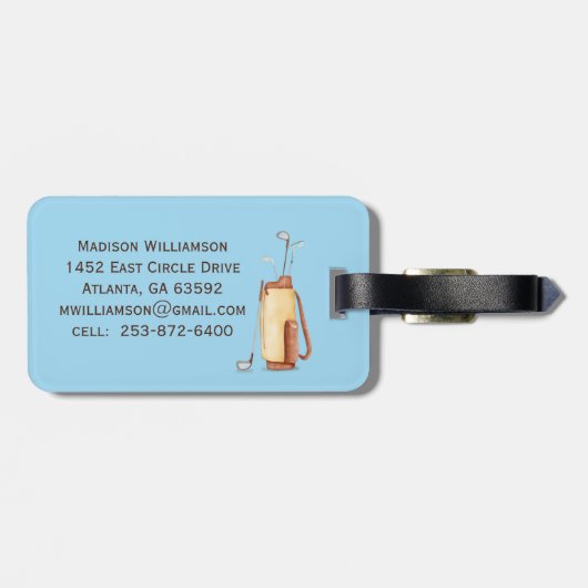 Custom Golf Cart Schilderachtig League Club Logo Bagagelabel (Achterkant horizontaal)