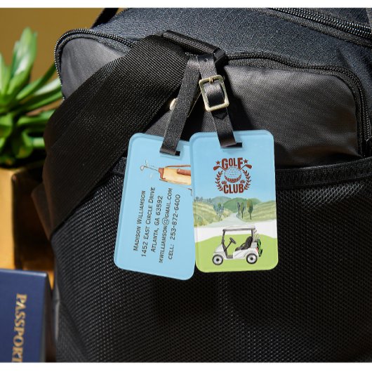 Custom Golf Cart Schilderachtig League Club Logo Bagagelabel