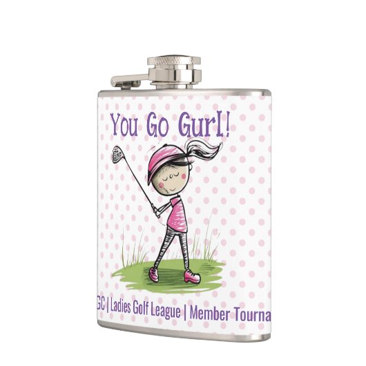 Custom Golf Club Ladies League Vinyl Verpakte kolf Heupfles (Links)