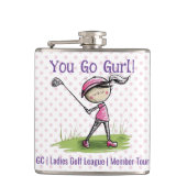 Custom Golf Club Ladies League Vinyl Verpakte kolf Heupfles (Voorkant)