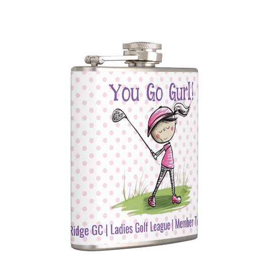 Custom Golf Club Ladies League Vinyl Verpakte kolf Heupfles (Rechts)