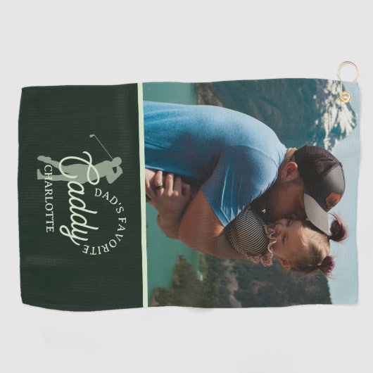 Custom Golf Dad Favoriete Caddy Logo Head Golfhanddoek (Horizontaal)