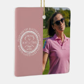 Custom Golf Hole in One Photo Golfer Pink Keramisch Ornament (Rechts)