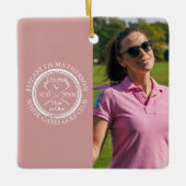 Custom Golf Hole in One Photo Golfer Pink Keramisch Ornament (Voorkant)