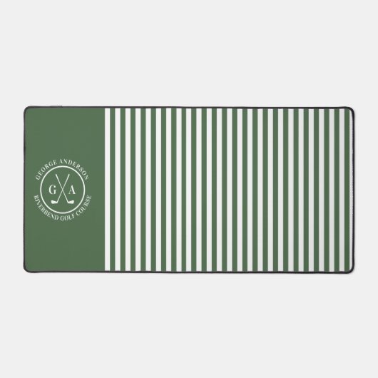Custom Golf Multi Monogram groen gestreept eenvoud Bureaumat (Voorkant)