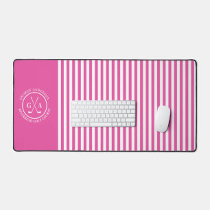 Custom Golf Multi Monogram roze gestreept eenvoudi Bureaumat