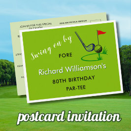 **CUSTOM GOLF POSTCARD 80TH BIRTHDAY INVITATION FEESTDAGENKAART