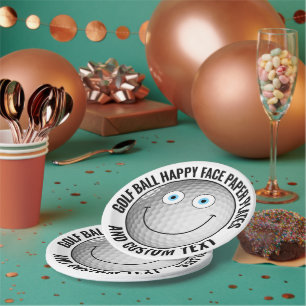 Custom Golf Theme Party BLUE EYES Happy Face 7" Papieren Bordje