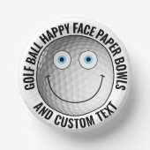 Custom Golf Theme Party BLUE EYES Happy Face 7" Papieren Kommen (Voorkant)