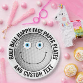 Custom Golf Theme Party BLUE EYES Happy Face 9" Papieren Bordje (Feest)