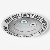 Custom Golf Theme Party BLUE EYES Happy Face 9" Papieren Bordje (Gekanteld)