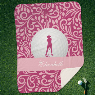Custom golfer voor haar roze golf silhouet patroon sherpa deken