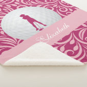 Custom golfer voor haar roze golf silhouet patroon sherpa deken (3/4)