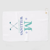 Custom golfer's monogram op witte golfhanddoek (Horizontaal)