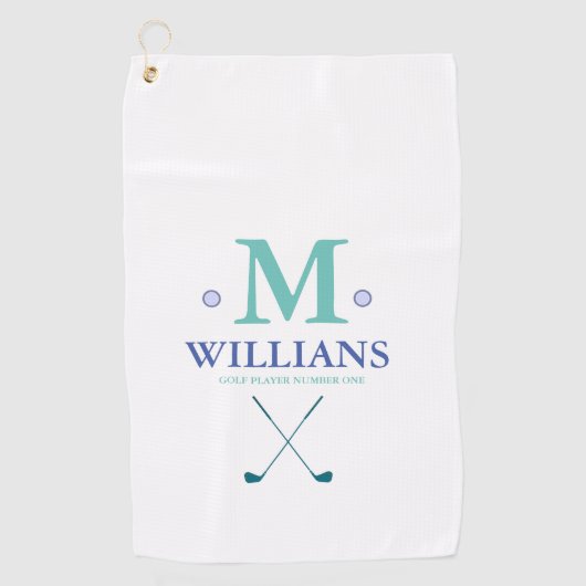 Custom golfer's monogram op witte golfhanddoek (Voorkant)