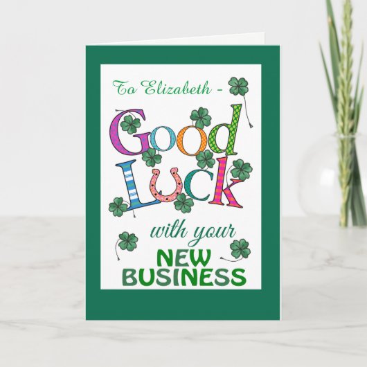 Custom Good Luck New Business Four-leaf Clover Kaart (Voorkant)