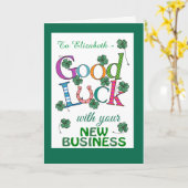 Custom Good Luck New Business Four-leaf Clover Kaart (Gele Bloem)