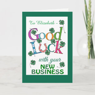 Custom Good Luck New Business Four-leaf Clover Kaart