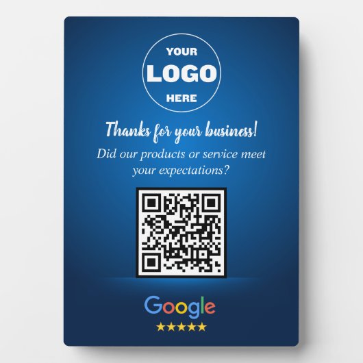 Custom Google Review QR Code Business Blue Plaque Fotoplaat (voorkant)