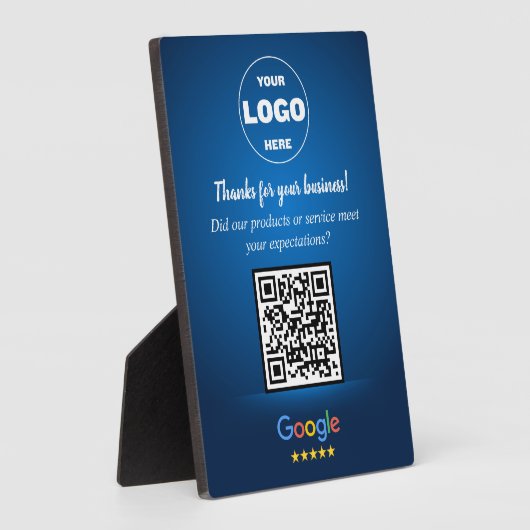 Custom Google Review QR Code Business Blue Plaque Fotoplaat (Zijkant)