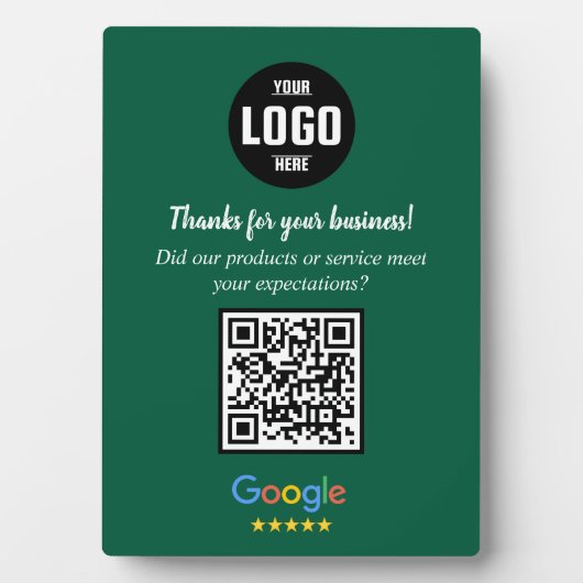 Custom Google Review QR Code Business Green Plaque Fotoplaat (voorkant)