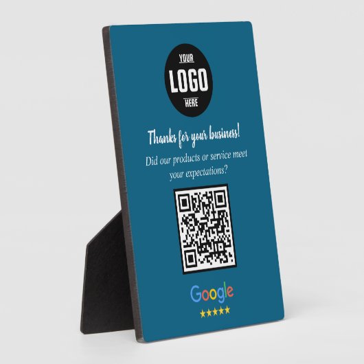Custom Google Review QR Code Business Navy Plaque Fotoplaat (Zijkant)
