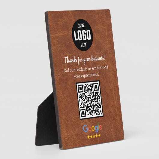 Custom Google Review QR Code Business Plaque Fotoplaat (Zijkant)