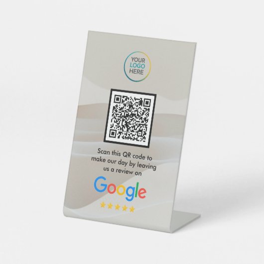 Custom Google Reviews QR Code Acrylic Sign Reclamebord Met Voetstuk (Voorkant)