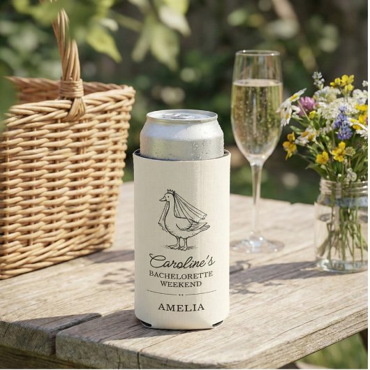 Custom Goose Doodle Weekend Bachelorette Favor Seltzer Blikjeskoeler