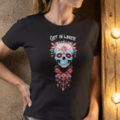 Custom Gothic Blauw Roze Halloween Suikerschedel T-shirt
