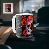 Custom Gothic Skull Red Roses Coffee Mok