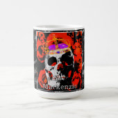 Custom Gothic Skull Red Roses Coffee Mok (Center)