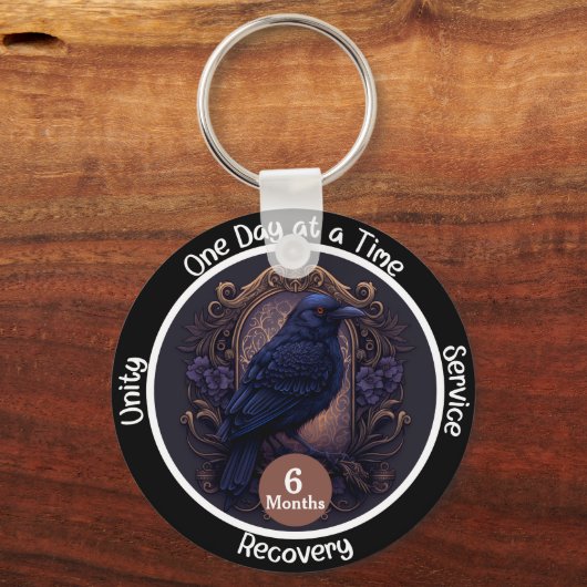 Custom Gothic Sobriety Milestone Gift Sleutelhanger (Voorkant)