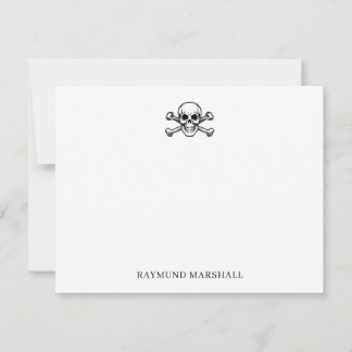 Custom Gothic Stationery Skull & Crossbones Notitiekaartje