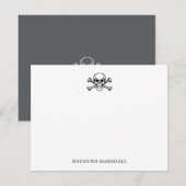 Custom Gothic Stationery Skull & Crossbones Notitiekaartje (Voorkant / Achterkant)