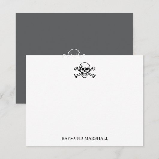 Custom Gothic Stationery Skull & Crossbones Notitiekaartje (Voorkant / Achterkant)