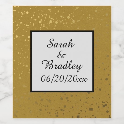 Custom. Goud met spikkels. Wijn Etiket (Enkel label)