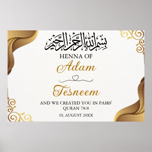 Custom Goud Moslim Islamitische Henna Partij Poste Poster (Voorkant)