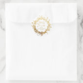 Custom Goud Wit Kerstmis Eucalyptus krans Ronde Sticker (Tas)