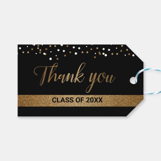 Custom Goud zwart Dank u Cadeaulabel (Voorkant (Horizontaal))