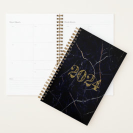 Custom Goud Zwart MARMER Kalender Dagelijks Maande Planner
